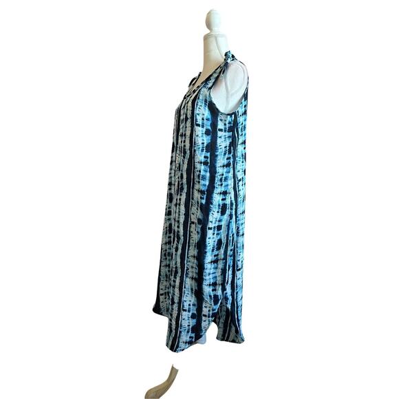 Entro Chambray Tie Dye Sleeveless Maxi Dress Blue Sz Small Relaxed - Picture 4 of 9
